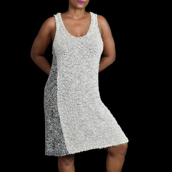 Phillip Lim Sweater Dress Black White Two Tone Sleeveless Tweed Knit Size Medium - Picture 12 of 12